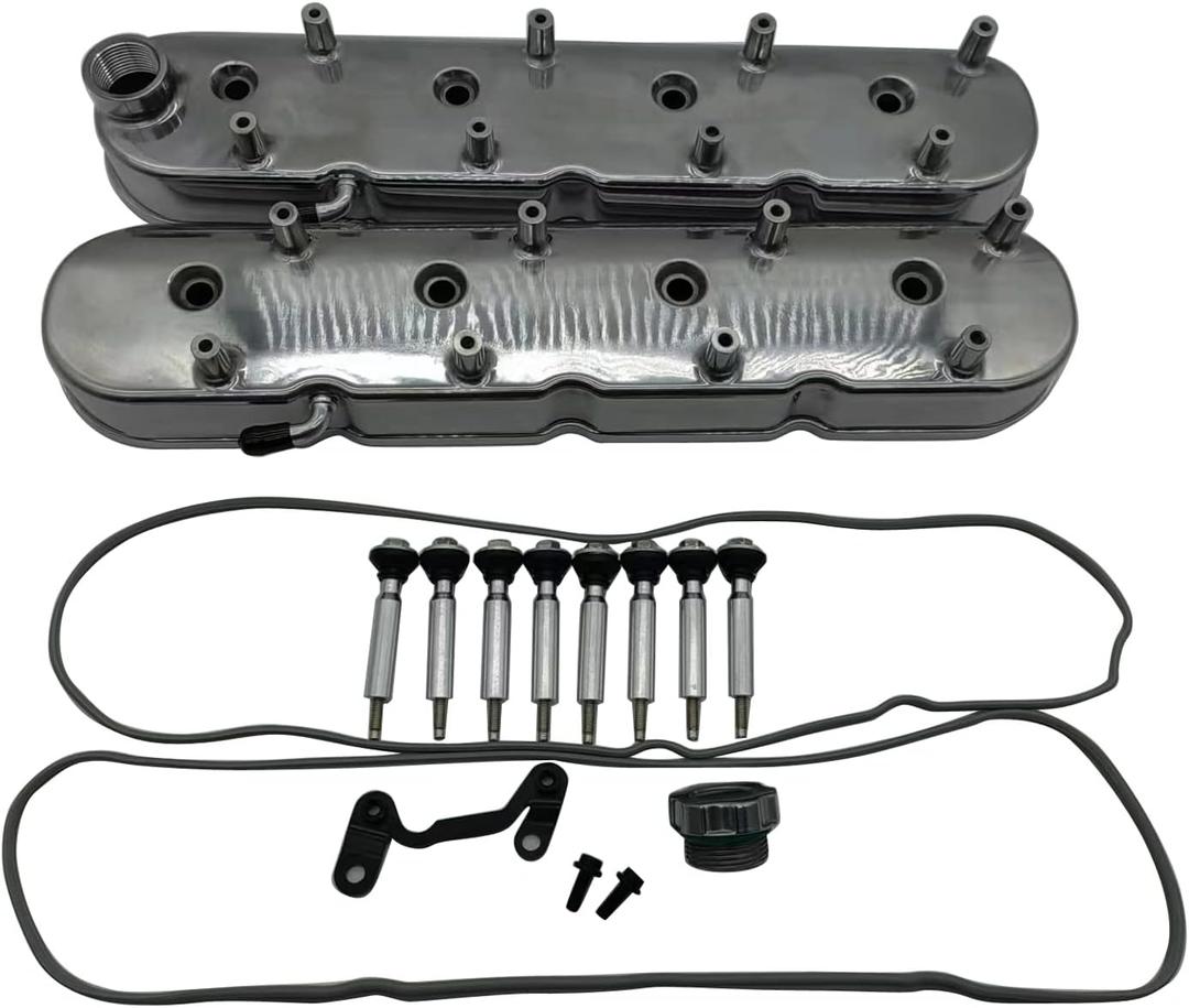 1 SET SHLPDFM Engine Valve Covers Cast Aluminium Polished Tall Chevy Valve Covers with Coil Mounts Fits for LS LS1 LS2 LS3 5.3 6.0 6.2 Engine