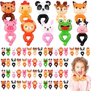 Libima 200 Pcs Inflatable Animal Toys Cartoon Wrist Balloons Hand Wearing Balloons Safari Farm Animals Toys Jungle Theme Birthday Party Supplies Theme Birthday Party Favors Decorations