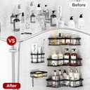 Liuoud Corner Shower Caddy 5 Pack, Rustproof Stainless Steel Shower Organizer with Soap Rack Toothbrush Holder, Large Capacity Adhesive No Drilling Bathroom Storage Decor Set, Black