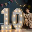 imprsv Marquee Numbers Large 10th-Birthday Decorations: 3FT Light Up Numbers 10 Years Old Birthday Decor for Girl Boy Big Sign Party Anniversary Cardboard Backdrop Mosaic Balloon Signs Blocks
