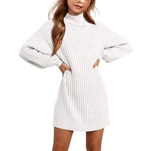 Virmoku Fall Winter Girls Oversized Sweater Dress Turtleneck Batwing Long Sleeve Kids Teen Tween Casual Sweaters Girl Dresses (M, White)