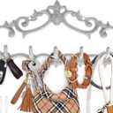 Comfify Cast Iron Wall Hanger  Rustic Design with 5 Hooks  Heavy Duty Metal Organizer for Keys, Towels, Robes, and Clothes  Rustic White  12.6x5.9 Inches