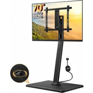 Perlegear Rolling TV Stand with Power Outlet, Tilt and Swivel Mobile TV Cart with Hidden Casters, Fits 30-70 Inch TVs, Height-Adjustable, 88 lbs Load Capacity, Max VESA 400x400mm, PGTVMC20