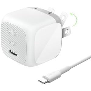 Belkin USB C Charger Block 20W, Fast Charging Block, Type C Wall Charger, USB C Cable Included Compatible w/Apple iPhone 17, Air, Pro, Samsung Galaxy S25, Google Pixel 10, iPad, AirPods, etc. - White