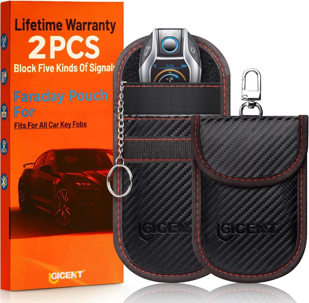 2 Pack Anti Theft 3.5"x5" RFID Car Key Fob Signal Blocking Faraday Pouch Fits for All Brands Vehicles,2024 Car Key Fob Faraday Bags Protector Cover RFID Key Fob Signal Blocker (Black)