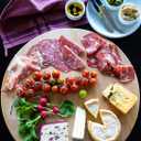 LUX Oak Wood Diameter 19 inches Oversized Charcuterie Board | extra Large Cheese Board | Serving Board With Handle for Serving Cheeses, Meats, Crackers | Unique Gift Round Kitchen Cutting Board