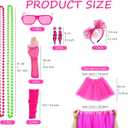 80s Outfit Women Costume Accessories Set T Shirt Shorts Tutu Skirt Neno Party Leg Warmers Headband (Large)