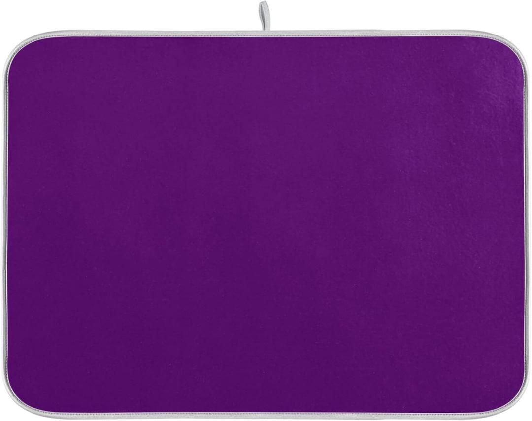 Dish Drying Mat for Kitchen Counter 18 x 24 Inch Absorbent Microfiber Dry Dishes Mats Drainer Mat Deep Purple Dish Drying Pad for Countertops Decor