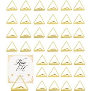 36 Pcs Triangle Table Number Holders - Rust-Resistant Metal Place Card Stands for Weddings, Office & Home Decor(Gold)