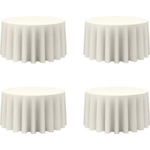 BRILLMAX 4 Pack Ivory Round Tablecloths 120 Inch - Circle Bulk Linen Polyester Fabric Washable Table Cloth Cover for Wedding Reception Banquet Birthday Party Buffet Restaurant