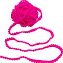 Homiest 10 Yards Pom Pom Trim for Sewing, 1/2 Inch Wide Hot Pink Ribbon Bundles Textured Fabric Fringe Ribbon, 6mm Ball Pompom Trim for DIY Crafts Curtain Clothes Pillow Home Decoration