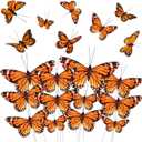 24 Pcs Monarch Butterfly Decorations 4 Size Artificial Monarch Feather Fake Butterfly Picks Crafts with Wire for Wall Flower Pot Spring Floral Party Home Decor(Orange)