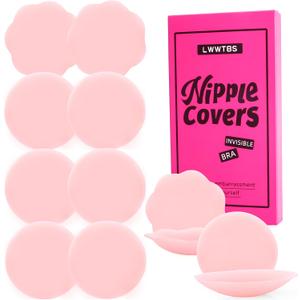4 x LWWTBS Nipple Covers 6 Pairs Sticky Silicone Nipple Pasties Reusable Adhesive Silicone Nipple Covers for Women No Show Sticky