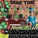 Football Party Supplies Kit Serve 24,Touchdown Plates,Napkins,Tablecloth,Banner,Balloon Football Birthday Party Decorations Tableware Set for Game Day Tailgate Decor