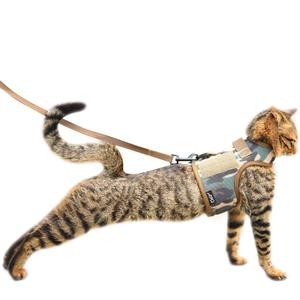 Tactical Cat Harness and Leash for Walking Escape Proof Breathable Mesh Fabric, Jungle Camo, Medium, Adjustable Cat Walking Jackets, Padded Stylish Cat Vest (M 5.5-9LBS)