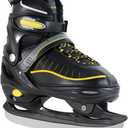 Ice skates,adjustable ice skates for Men Women and kids,Stainless Steel Ice Skates,Quick Lacing System & Push-Lock Buckle,Adjustable 4 Size (BLACK, L(4Y-7Y)Kids,(6.5-8.5)Women,(6-8)Men)