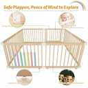 IKALIFE Large Wooden Baby Playpen - Size Adjustable Fence for Babies and Toddlers, Baby Play Yard with Locking Gate, Indoor Play Pen for Kids Activity Center 8 Panels 63.563.5