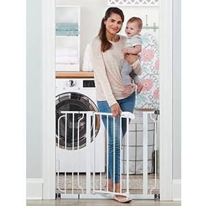 Regalo Safety 29-38.5" Baby Gate for Doorways & Bottom of Stairs, Pressure Mounted Baby Gate with Door for Babies, Toddlers & Pets, Tested & Safe for 30 Years, American Designed, American Owned, White