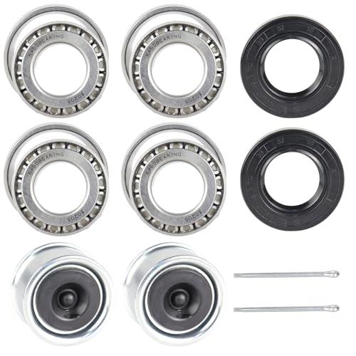 KABOBEARING 2 Set Fits 25mm Axles Trailer Wheel Hub Bearings Kit，30205 Bearings,TC Seal 30x52x10mm，Equipped with Rubber Plug Dust Cover and Cotter Pin，Bearing Size 25x52x16.25mm.