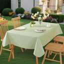Rectangle Table Cloth, Waterproof Vinyl Tablecloth with Flannel Backing, Wipeable Reusable Plastic Table Cover for Party Picnic Camping Indoor and Outdoor (Light Green, 52 x 70 inch)