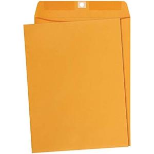 Clasp Kraft Envelopes, Gummed Mailing Envelope, 9 x 12 inch, 80-Pack