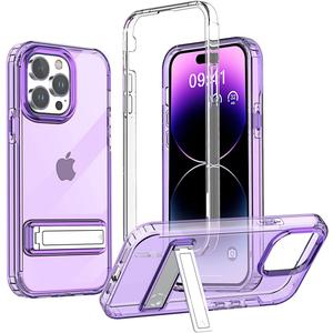 AICase Metal Kickstand Case for iPhone 14 Pro Max,Crystal Clear Non-Yellowing Slim Thin Shockproof Protective Phone Case for iPhone 14 Pro Max 6.7 Inch 2022