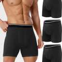Incontinence Underwear for Men 150ML Absorbent Washable Reusable Leak Proof Cotton Protective Boxer Briefs 3 Pack (Black, X-Large)