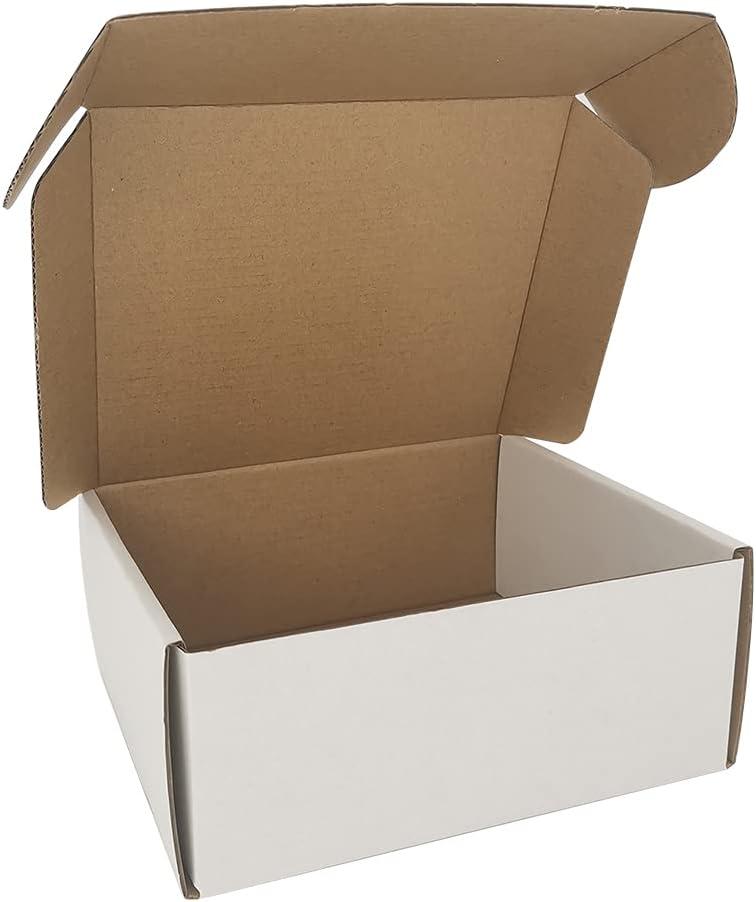 7x6x3'' Corrugated Mailers, 25 Pack, Cardboard Shipping Boxes, White (CM763-25)