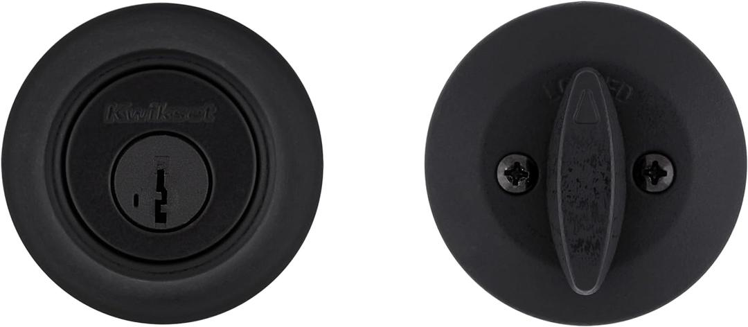 Kwikset 660 Deadbolt Deadbolt Lock, Matte Black Round Exterior Keyed Front Entry Door, Pick Resistant SmartKey Rekey Security, Single Cylinder Dead Bolt