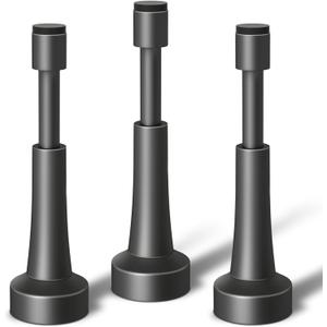 3PCS Spring Door Stoppers for Wall - 4.33 Inch Aluminum Door Stops, Matte Black Door Stoppers for Bottom of Door, Doorstops for Inside Door with Silicone Tip, Screw & Adhesive Installation (Gray)