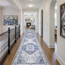 Washable 2.6x16 Hallway Runner Rug - Extra Long Non Slip Vintage Runner Rugs for Kitchen Stain Resistant Indoor Floor Mat Waterproof Carpet for Living Room Entryway Navy/Blue