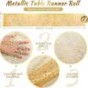 Chumia 12 Pieces Gold Table Runner 12 x 72 Inch Sequin Glitter Table Runner Roll Metallic Thin Mesh Fabric Decor for Party Wedding Shower Birthday Baby Shower Party Supplies