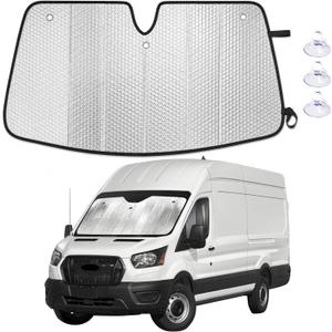 EcoNour Foldable Sun Shade Fit for Ford Transit 2015-2024 2025 2026 | Accordion Windshield Sun Shade, Front Car Window Shades Sun Visor, Blocks UV Rays & Heat, Car Accessories