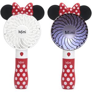 Kbinter Cute Personal Mini Fan, Handheld & Portable USB Rechargeable 1 Speed USB Fans with Colorful LED Light Adjustable, for Indoor Or Outdoor Activities, Cute Mouse (Rose)