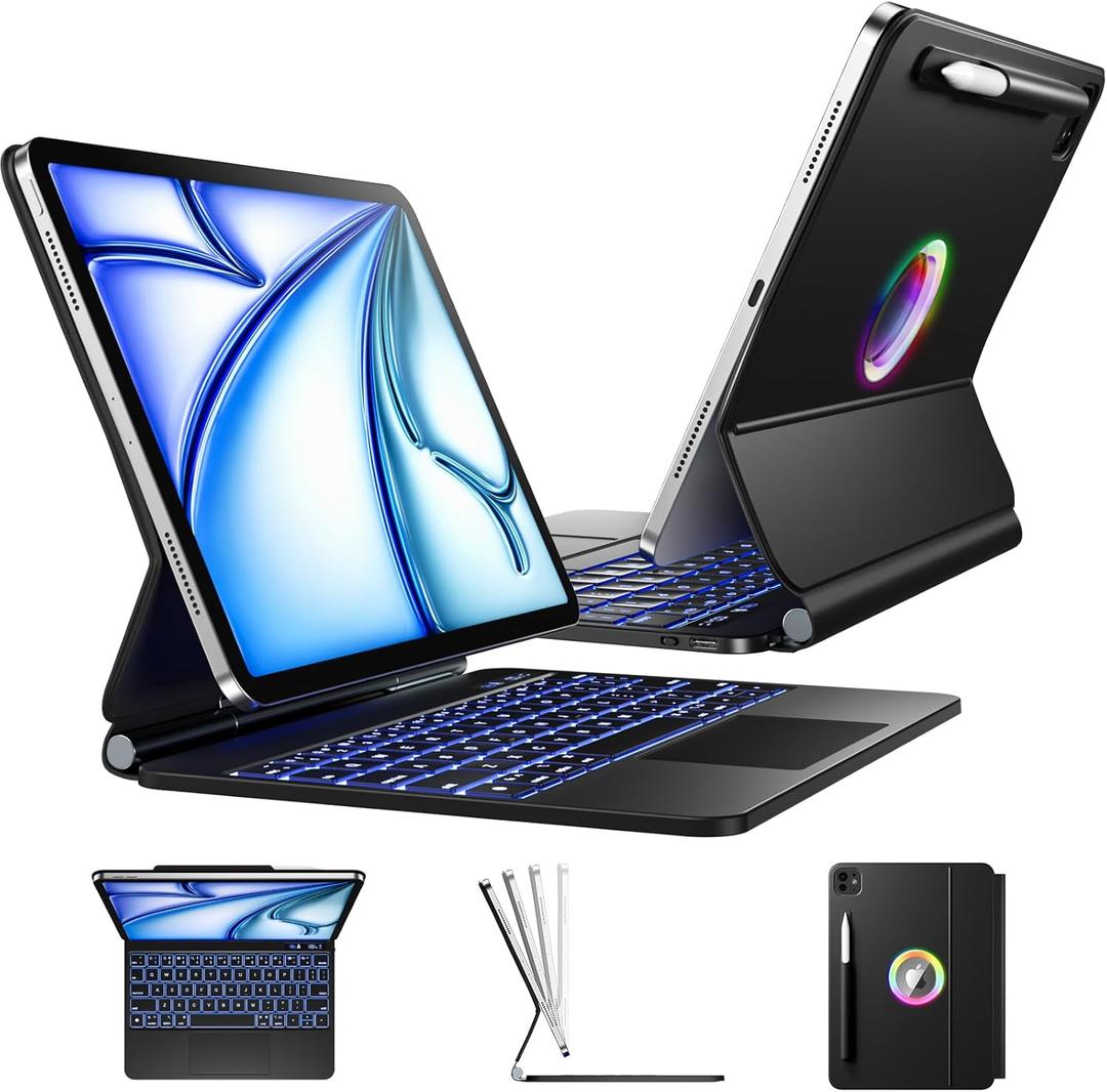 Wenlaty for iPad Air 11 Inch Case with Keyboard (M2, 2024), Magic Keyboard for iPad Pro 11 (4th/3rd/2nd/1st Gen) with Pen Holder, for iPad Air 10.9 Inch (5th/4th Generation) with Trackpad Backlit