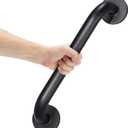 AmazerBath Shower Grab Bars for Seniors Anti Slip, Bath Safety Grab Bar for Needy, Stainless Steel Bathroom Safety Grab Bars, Thickened Bar Bigger Base Holds 500LBS, 16" L x 1.25" D, Black (Matte Black)