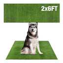 GLOBREEN Grass Pad for Dog Large Size - 2FTx6FT, Dog Potty Training Turf, Indoor Outdoor Pets Pee Fake Grass for Balcony Patio Yard,  0.31" Low Pile/Green 01
