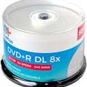 AcePlus 50-Pack DVD+R Dual Layer Discs with 8X Speed, 8.5 GB of Data and Logo-Branded Silver Surface in Cakebox