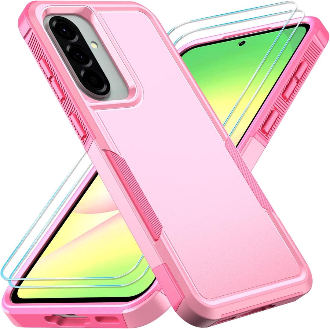 Compatible with Samsung Galaxy A36 5G/Galaxy A56 5G Case with HD Screen Protector Heavy Duty Rugged Full-Body Shockproof Military Grade Protection, Pink