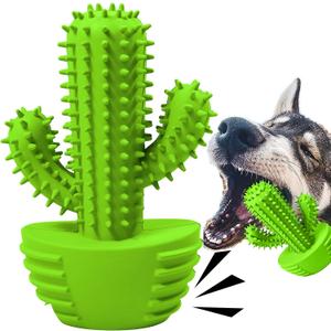 Dog Chew Toys, Toothbrush Stick Teeth Cleaning Brush Dental for Small Medium Large Dog, Rubber Squeaky Toys for Aggressive Chewers Cactus Tough Toys (For Medium Dog, Grassgreen)