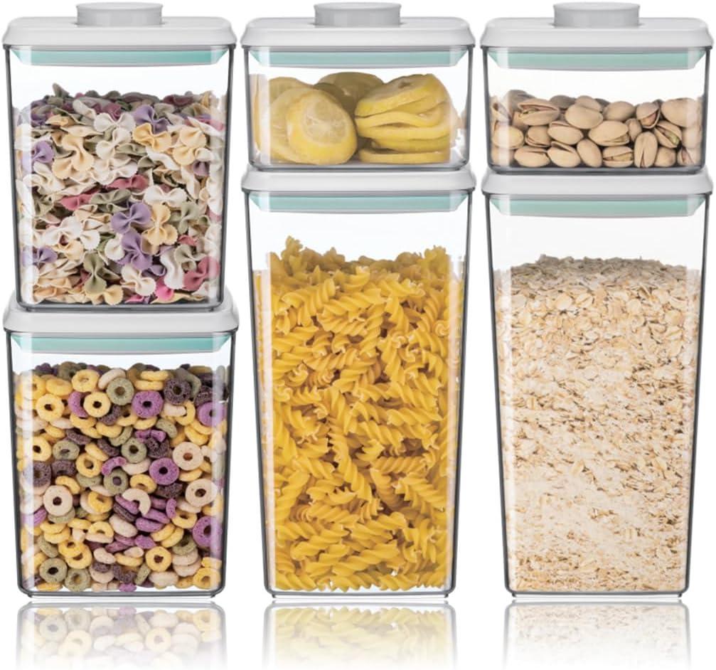 Ankou Airtight Food Storage Container Sets with Lids 6Pcs Pop Containers for Kitchen Pantry Organization BPA-Free Stackable Kitchen Storage Containers for Cereal Flour Sugar (0.5, 1.2, 1.8qt)*2