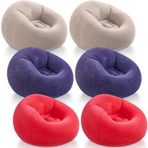 Realspring Inflatable Bean Bag Chairs Outdoor Blow up Camping Chairs Inflatable Lazy Sofa Folding Portable Bean Bag Loungers Couch for Movie Night(Coffee,Blue,Red,6 Pcs)