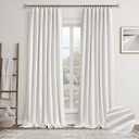 Ivory Linen Blackout Curtains for Bedroom 96 Inch Length 2 Panels Set Back Tab Pocket Neutral Farmhouse Living Room Darkening Curtains Track System Thermal Insulated Black Out Drapes 52x96