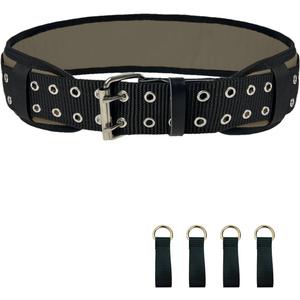 Heavy-Duty Padded Work Belt with D Rings,Tool Belt Fits Waists 31 To 49 InchesAdjustable Holds Most Tool Belt Pouches Green (3.5 inches)