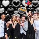 Black Heart Photo Backdrop Valentine's Day Retro Heart Early 2000s 90s Glitter Love Photography Background Women Men Valentine Y2K Old School Birthday Party Decor Banner Supplies (Black, 8x6FT)