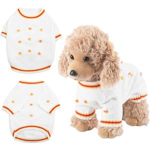 Frienda Halloween 3D Candy Corn Pet Sweater Cute Adorable Puppy Dog Knitted Clothes for 6.6-9.9 lbs Small Medium Dog Dachshund Corgi French Bulldog Cat Winter Festival Outfit