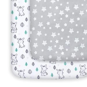 Moonsea Pack and Play Sheets, 2 Pack Mini Crib Sheets, Stretchy Playard Fitted Sheet, Compatible with Graco Pack n Play, Soft and Breathable Material, Stars & Bunny