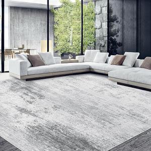 HOMBYS  6x9 ft Modern Area Rug for Living Room Bedroom, Large Abstract Floor Carpet with Non-Slip Backing for Indoor Office Dining Room, Boho Farmhouse Home Deco, Grey, Machine Washable