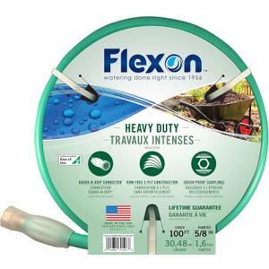 Flexon FXG58100 5/8-Inch x 100-Foot Heavy Duty 5-Ply Forever Garden Hose, Green