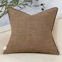 Yangest Patchwork Pillow Cover 20x20 Inch Luxury Cotton and Linen Cushion Cover Square Pillow cover for Couch Bedroom Living Room, Brown